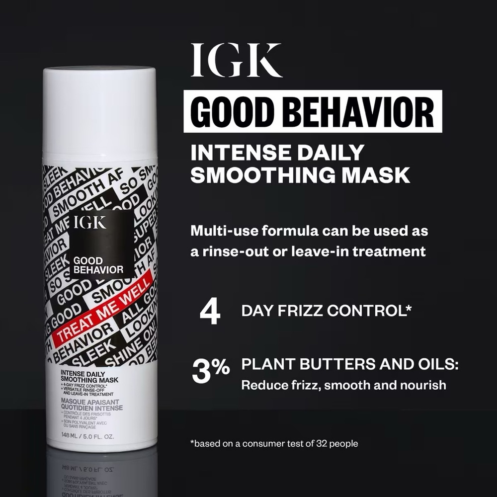 IGK Good Behavior Intense Daily Smoothing Hair Mask NEW